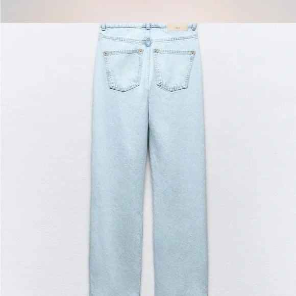 Zara Light Blue Straight Leg Jeans - Picture 4 of 8